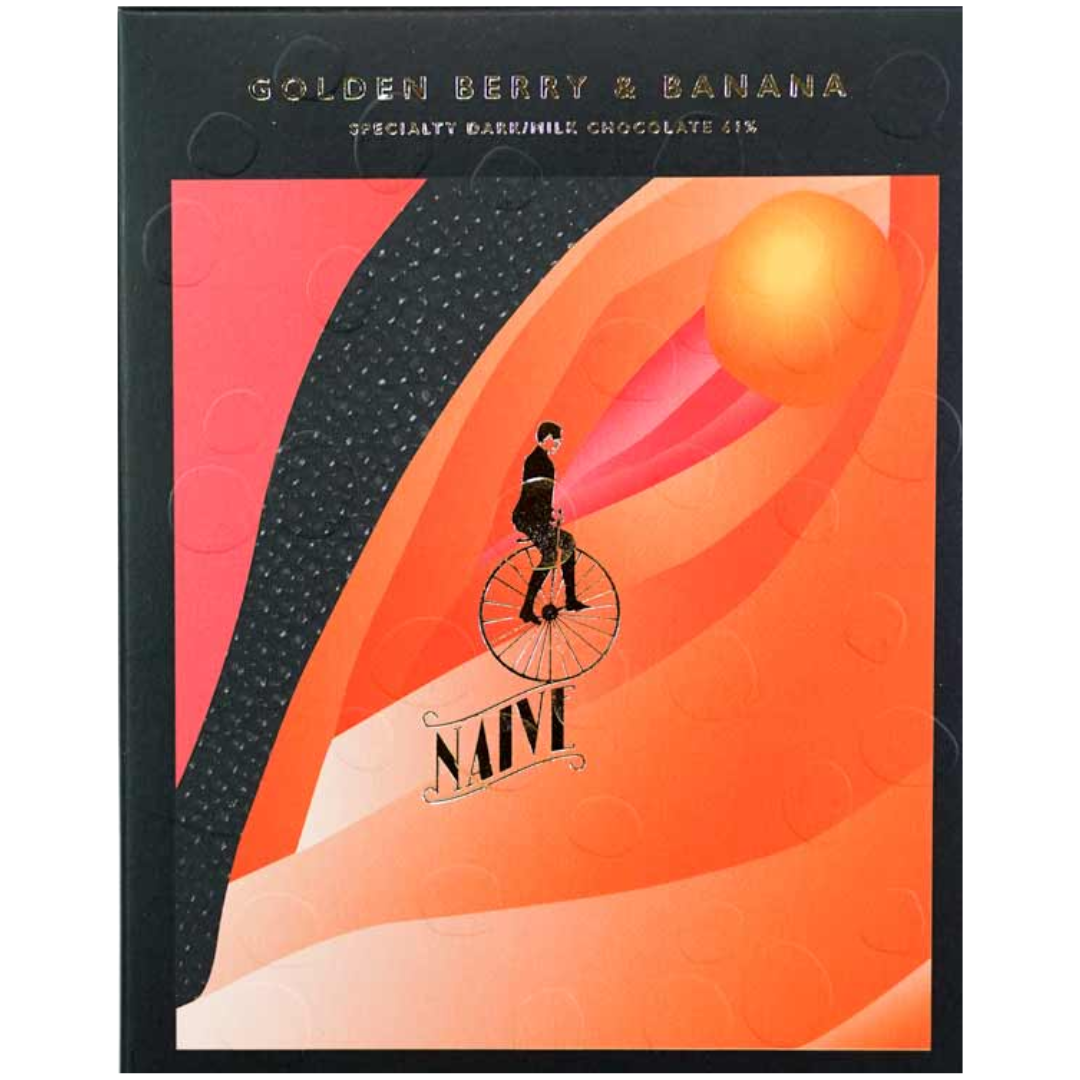 Naive Golden Berry & Banana Organic Dark Milk Chocolate 61%